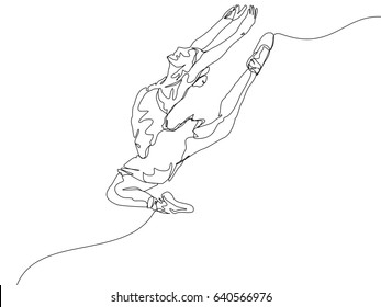 One Line Drawing or Continuous Line Art of a Ballet Dancer. Vector Illustration
