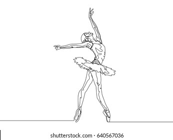 One Line Drawing or Continuous Line Art of a Ballet Dancer. Vector Illustration
