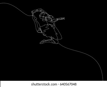 One Line Drawing or Continuous Line Art of a Ballet Dancer. Vector Illustration
