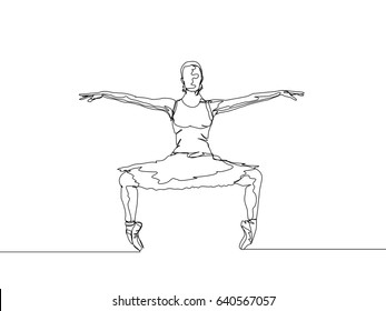 One Line Drawing or Continuous Line Art of a Ballet Dancer. Vector Illustration
