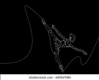 One Line Drawing or Continuous Line Art of a Ballet Dancer. Vector Illustration
