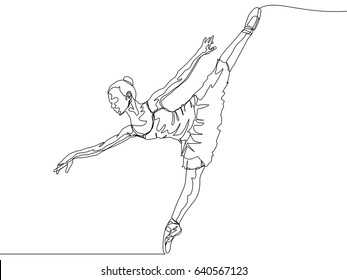One Line Drawing or Continuous Line Art of a Ballet Dancer. Vector Illustration
