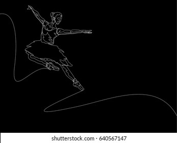 One Line Drawing or Continuous Line Art of a Ballet Dancer. Vector Illustration
