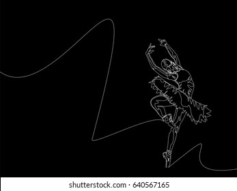 One Line Drawing or Continuous Line Art of a Ballet Dancer. Vector Illustration
