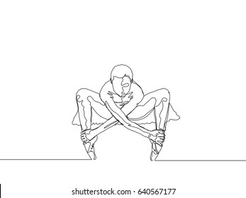 One Line Drawing or Continuous Line Art of a Ballet Dancer. Vector Illustration

