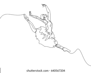 One Line Drawing or Continuous Line Art of a Ballet Dancer. Vector Illustration

