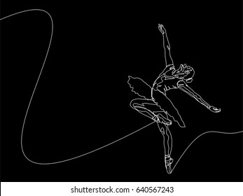One Line Drawing or Continuous Line Art of a Ballet Dancer. Vector Illustration
