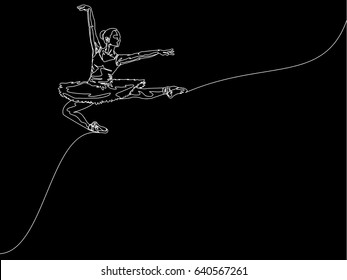 One Line Drawing or Continuous Line Art of a Ballet Dancer. Vector Illustration
