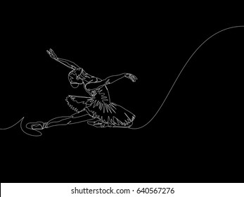 One Line Drawing or Continuous Line Art of a Ballet Dancer. Vector Illustration
