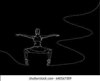 One Line Drawing or Continuous Line Art of a Ballet Dancer. Vector Illustration
