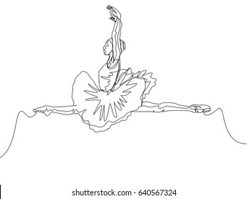 One Line Drawing or Continuous Line Art of a Ballet Dancer. Vector Illustration
