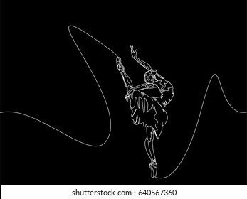 One Line Drawing or Continuous Line Art of a Ballet Dancer. Vector Illustration
