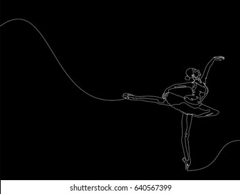 One Line Drawing or Continuous Line Art of a Ballet Dancer. Vector Illustration
