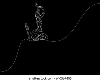 One Line Drawing or Continuous Line Art of a Ballet Dancer. Vector Illustration
