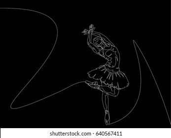 One Line Drawing or Continuous Line Art of a Ballet Dancer. Vector Illustration
