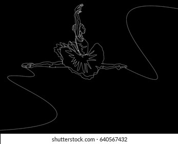 One Line Drawing or Continuous Line Art of a Ballet Dancer. Vector Illustration
