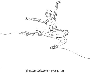 One Line Drawing or Continuous Line Art of a Ballet Dancer. Vector Illustration
