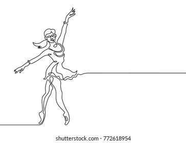 One Line Drawing or Continuous Line Art of a Ballet Dancer. Vector Illustration
