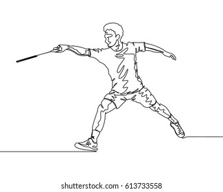 One Line Drawing or Continuous Line Drawing of Badminton Player

