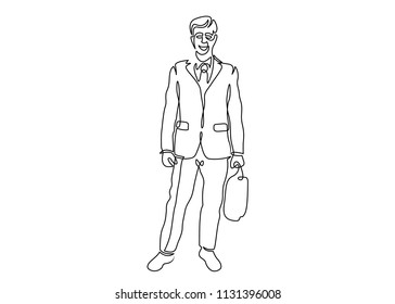 One Line Drawing or Continuous businessman.
