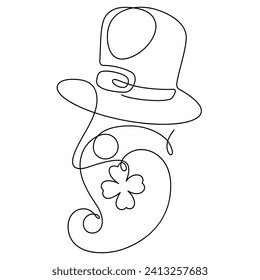 one line drawing continuous of gnome face vector illustration