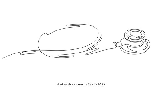 one line drawing continuous stethoscope medical equipment hand drawn minimalist art