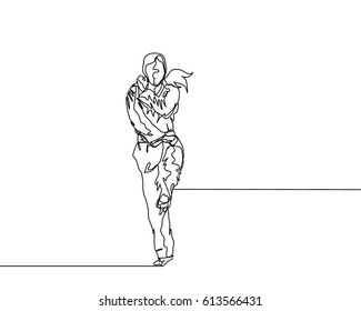 One Line Drawing or Continuous Line Drawing of Taekwondo and Karate Training