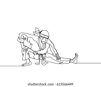 One Line Drawing or Continuous Line Drawing of Taekwondo and Karate Training
