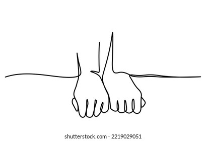 one line drawing of couple hands together illustration for card,decoration, website, web, mobile app, printing, banner, logo, poster design, etc.