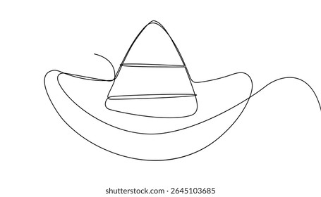one line drawing. Cowboy hat one line art. hand drawn continuous line. continuous one line drawing of easter hat