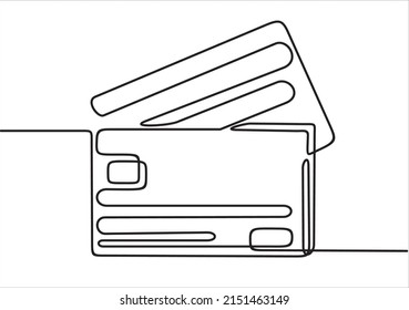 one line drawing of credit cards. Can used for logo, emblem, slide show and banner.