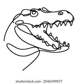 one line drawing crocodile head wild animal vector illustration template design