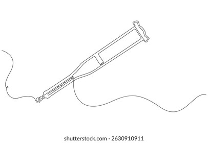 one line drawing crutches for support of injured and elderly people. Medical equipment concept, Continuous one single line drawing of modern elbow crutch