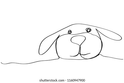 one line drawing of cute dog  vector eps.10