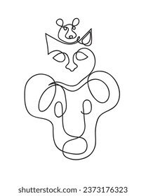 One line drawing of cute pets.
One continuous line drawing of dog, cat and mouse.
