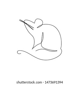 one line drawing of cute rat vector illustration simple concept zodiac of rat.2020 Chinese