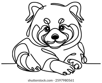 one line drawing cute red panda wild animal vector illustration template design