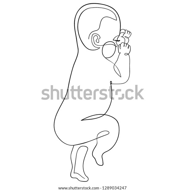 One Line Drawing Cute Sleeping Baby Stock Vector Royalty Free