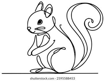 one line drawing cute squirrel wild animal vector illustration template design