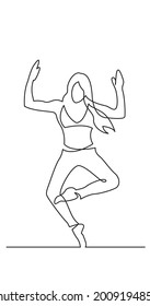 one line drawing of dancing active woman dancer
