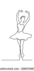 one line drawing of dancing beautiful classic ballet dancer