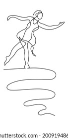 one line drawing of dancing beautiful woman ballet dancer