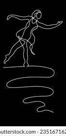 one line drawing of dancing beautiful woman ballet dancer