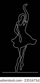 one line drawing of dancing beautiful dance woman