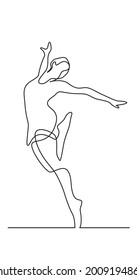 one line drawing of dancing happy young woman dancer