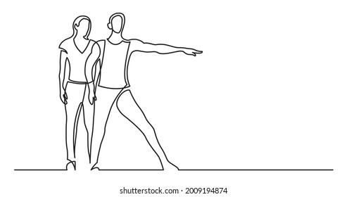 one line drawing of dancing man and woman couple modern dance