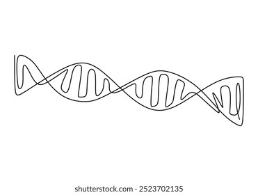 Dibujo de una línea de una hélice de ADN. Ilustrando los fundamentos de la biología y la herencia en un diseño limpio. Ilustración vectorial.