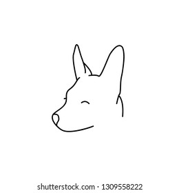 One line drawing of a dog face vector illustration isolated on white background 