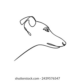 One line drawing, dog head