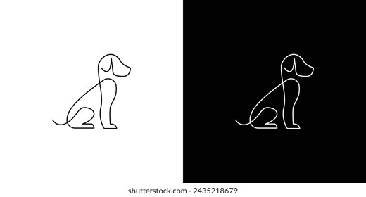 One line drawing Dog. Pet shop logo. Continuous line art.